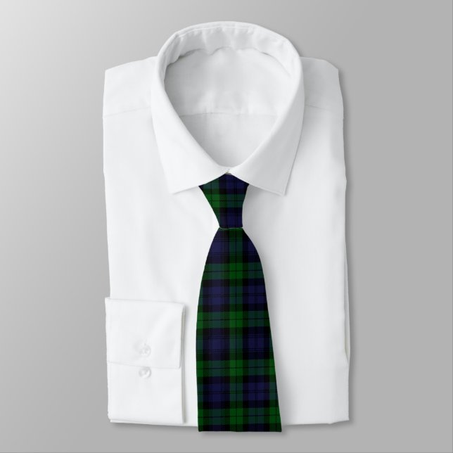 Black Watch Tartan Plaid Tie (Tied)