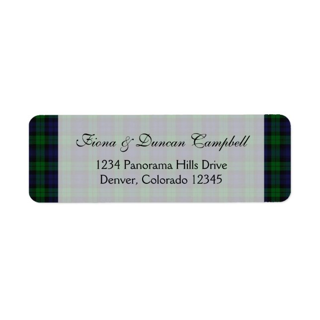 Black Watch Tartan Scottish Adresse de retour (Devant)