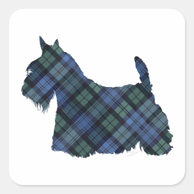 Black Watch Tartan Scottish Terrier Square Sticker (Front)