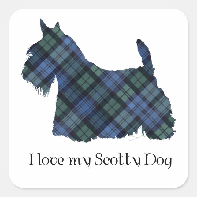 Black Watch Tartan Scottish Terrier Square Sticker (Front)