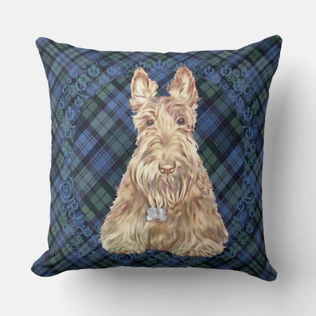 Black Watch Tartan Throw Pillow (Front)
