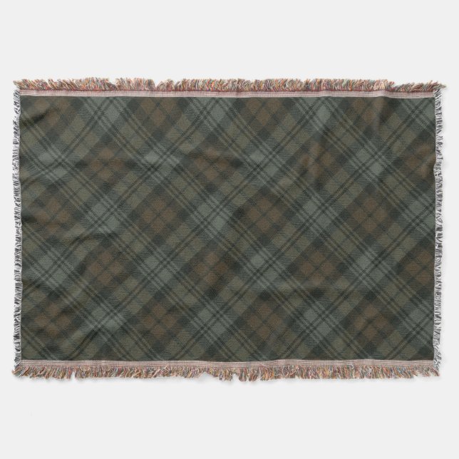 Black Watch Weathered Original Scottish Tartan Throw Blanket (Front)