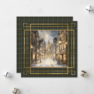 Black Watch Weathered Scottish Tartan Christmas Holiday Card