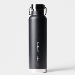 Black water bottle personalized with your name.