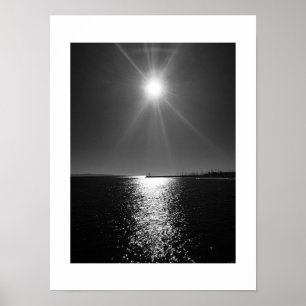 Black Water Reflection Black and White Photography Poster
