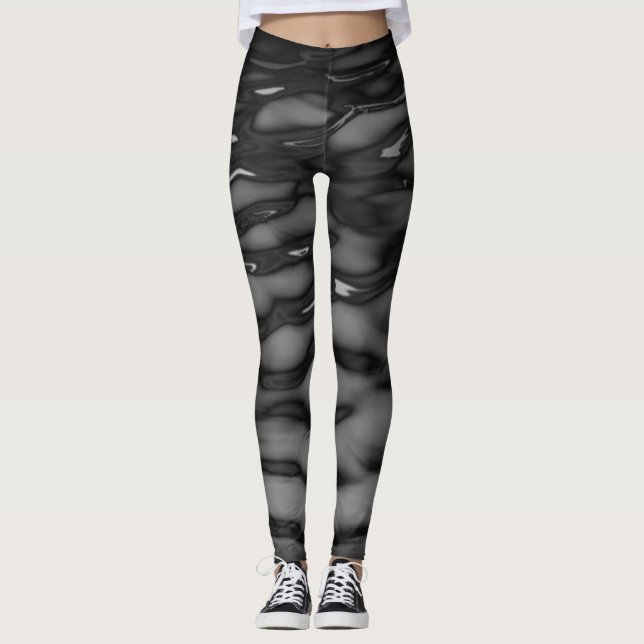 Black Water Waves Leggings (Front)