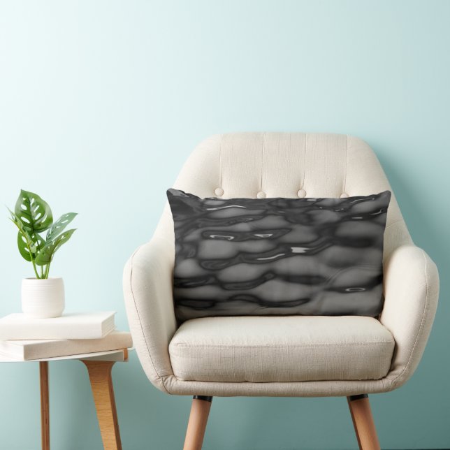 Black Water Waves Lumbar Pillow (Chair)