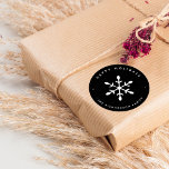 Black Watercolor and White Snowflake | Christmas Classic Round Sticker<br><div class="desc">These trendy and stylish Christmas stickers say "happy holidays" on a rich black watercolor background,  with a festive white snowflake.</div>