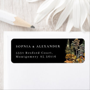 Black Watercolor Autumn Forest Adresse du Mariage