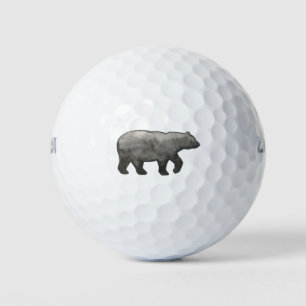 Black Watercolor Bear Golf Balls