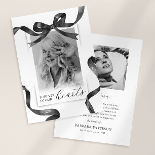 Black Watercolor Bow Funeral Thank You Card