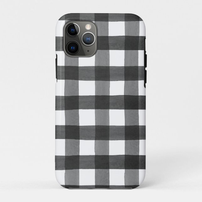 Black Watercolor Buffalo Plaid Iphone 11 pro Case (Back)