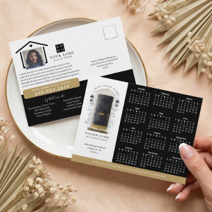 Black Watercolor Door Real Estate Calendar 2025 Postcard