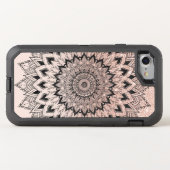 Black watercolor floral mandala rose gold glitter otterbox iPhone case (Back Horizontal)