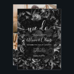 Black watercolor floral photo initials wedding invitation<br><div class="desc">Modern editable black floral watercolor,  floral bouquet and script photo initials wedding on black background,  add 4 of your favourite couple photo ,  a simple,  minimalist and chic wedding invitation,  add your initials at the back. Perfect for winter,  Christmas weddings, </div>