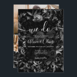 Black watercolor floral photo initials wedding invitation<br><div class="desc">Modern editable black floral watercolor,  floral bouquet and script photo initials wedding on black background,  add 4 of your favourite couple photo ,  a simple,  minimalist and chic wedding invitation,  add your initials at the back. Perfect for winter,  Christmas weddings, </div>