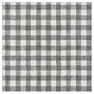 Black Watercolor Gingham Fabric