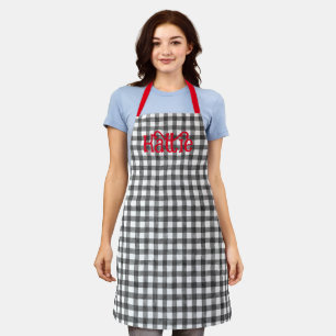 Black Watercolor Gingham Personalized Apron