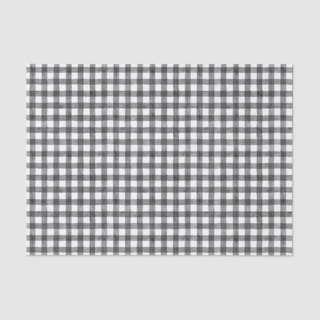 Black Watercolor Gingham Tissue Paper (Front)