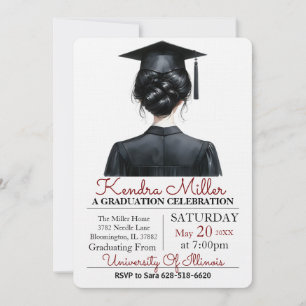 Black Watercolor Graduation Invitation