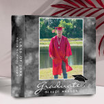 Black Watercolor Graduation Photo Album  Binder<br><div class="desc">Black Watercolor Graduation Photo Album 3 ring binder. Trendy white script on black and white watercolor background. Add your favourite photo and personalize it with your grad’s name,  class year and name of the school. Personalize the special message on the backside or erase it.</div>