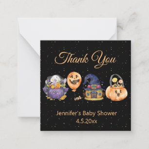 black watercolor halloween baby shower thank you  card