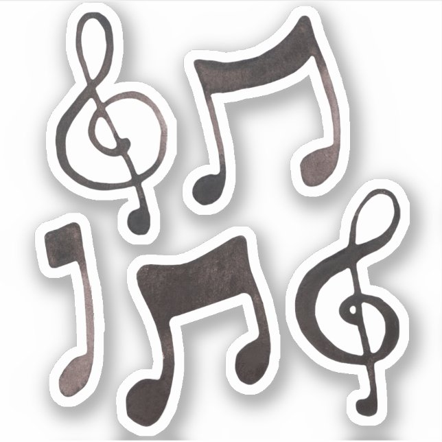Black Watercolor Ink Music Stickers (Front)