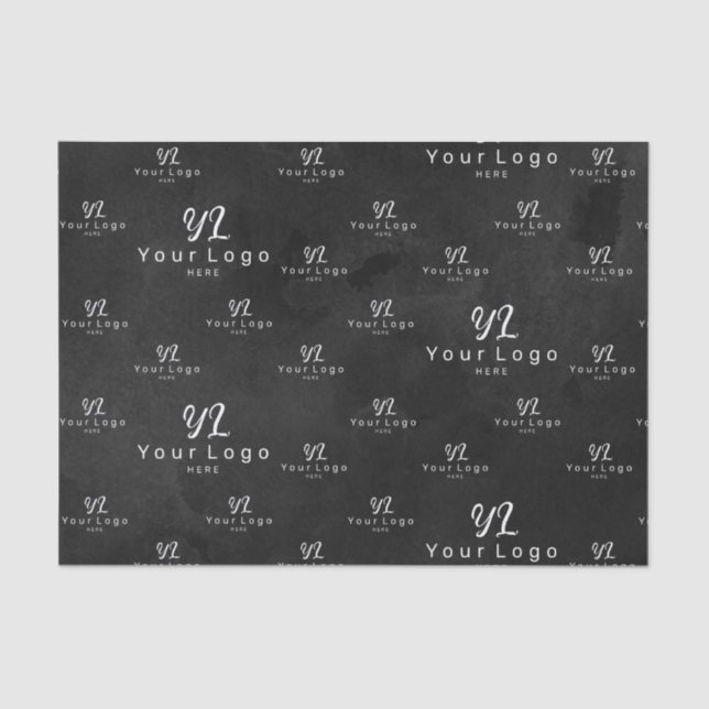 Black Watercolor Logo pattern Business Packaging T Tissue Paper (Front)