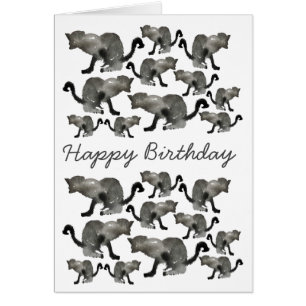 Black watercolor monochrome cat