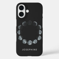 Black Watercolor Moon Phases Personalized