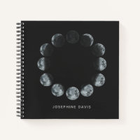 Black Watercolor Moon Phases Personalized 