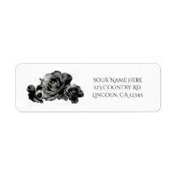 Black Watercolor Roses Elegant Wedding Favour