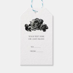 Black Watercolor Roses Elegant Wedding Gift Tags