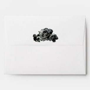 Black Watercolor Roses Elegant Wedding Invitation Envelopes