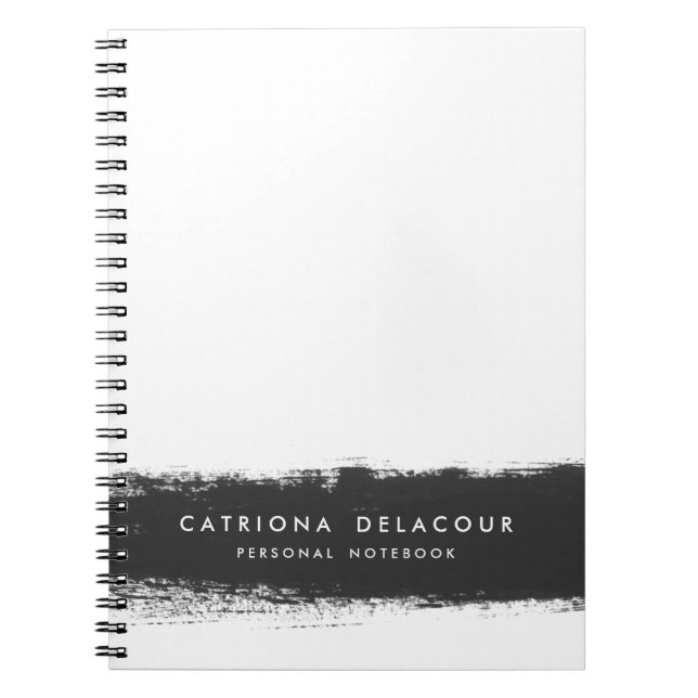 Black Watercolor Splash Personalized Notebook (Front)
