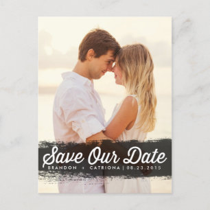 BLACK WATERCOLOR SPLASH   SAVE THE DATE POSTCARD
