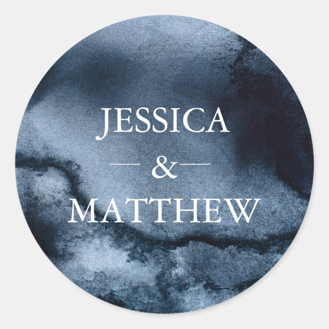 Black watercolor wedding Thank you stickers (Front)