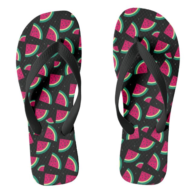 Black Watermelon Flip Flops (Footbed)