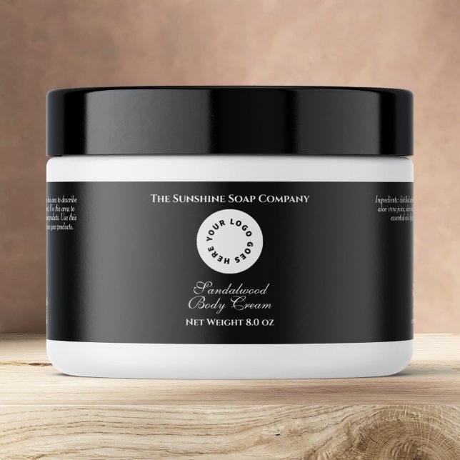 Black Waterproof Cosmetics Jar Label with Logo (Creator Uploaded)