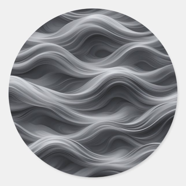 Black Wave Classic Round Sticker (Front)