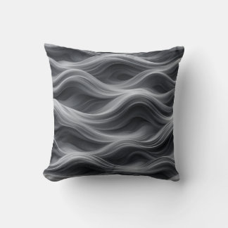 Black Wave Throw Pillow