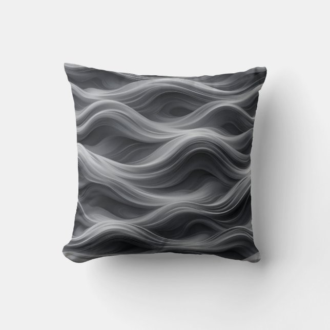 Black Wave Throw Pillow (Front)
