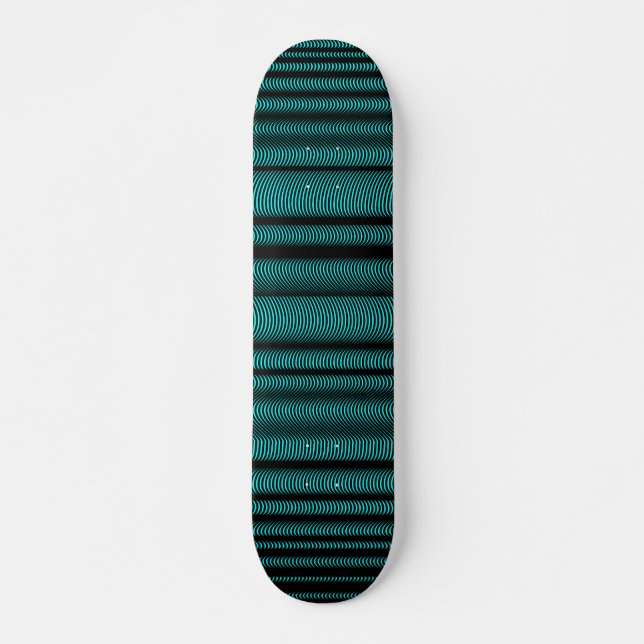 Black Wavy Lines - On Cyan Skateboard (Front)