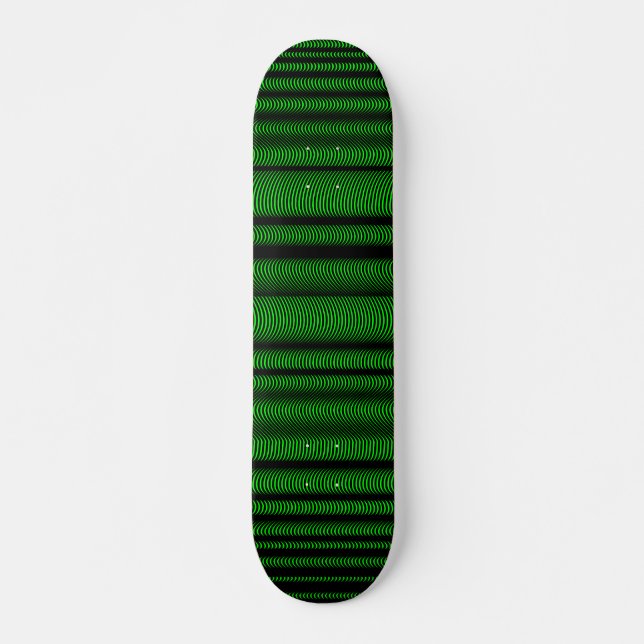 Black Wavy Lines - On Green Skateboard (Front)