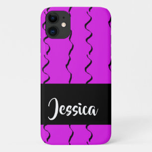 Black wavy lines on purple iPhone 11 case
