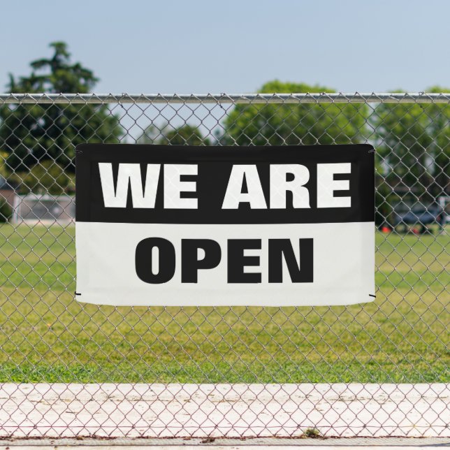 Black we are open template business banner sign (Insitu)