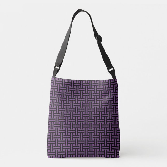 Black Weave Pattern on Purple Ladies Crossbody Bag (Back)