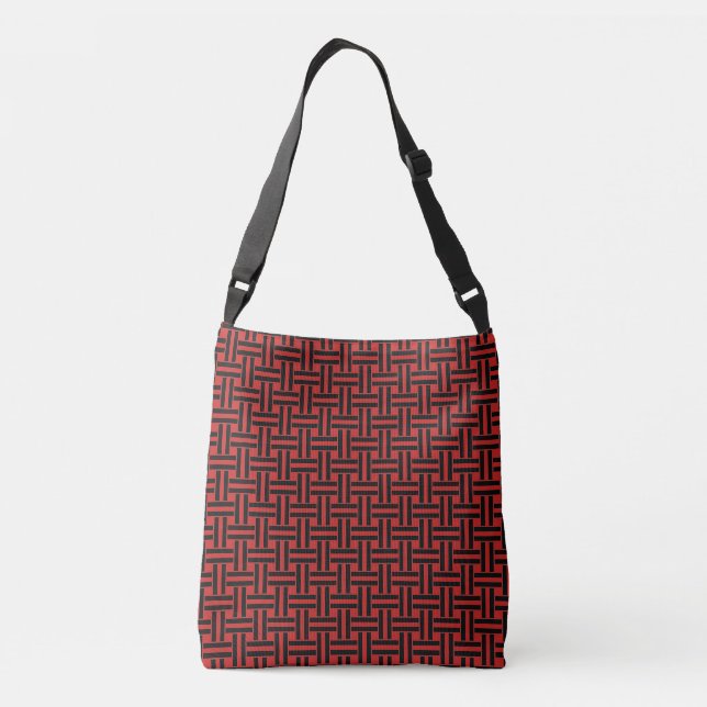 Black Weave Pattern on Red Ladies Crossbody Bag (Back)