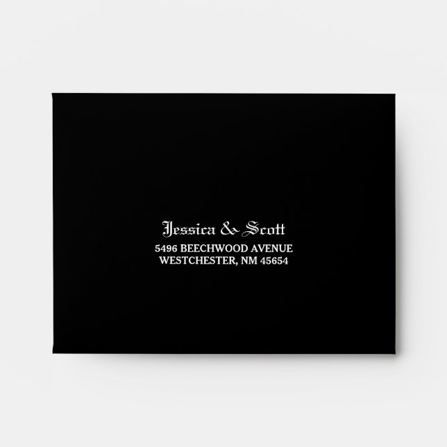 Black Wedding 3.5x5 RSVP RETURN Matching Envelope (Front)