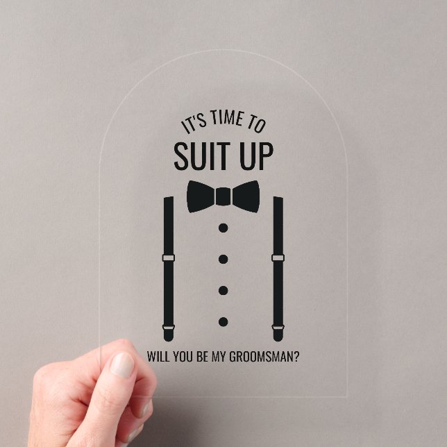 Black Wedding Bow Tie Groomsman Proposal Acrylic Invitations (Insitu (Handheld))
